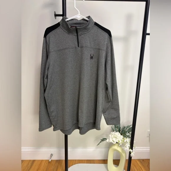 Spyder Activewear Gray Quarter Zip Pullover | Men’s Size L | Minimal Sport Core - Picture 3 of 7